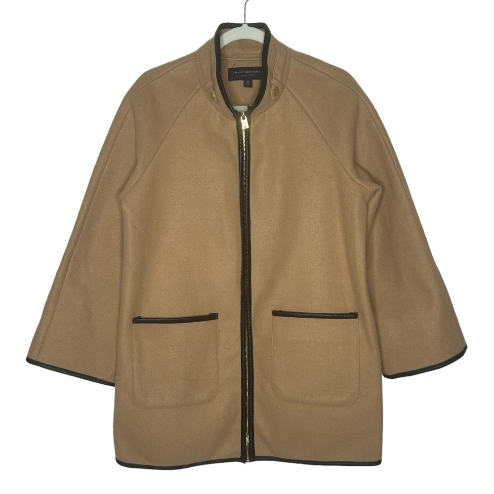 Marc New York Tan Zip Up Wide Sleeve Coat